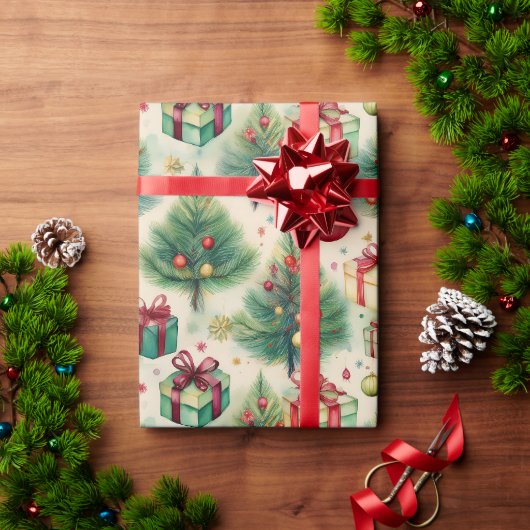 Weihnachts-Grüne Winterbaum-Umschlagpapier Geschenkpapier (Feiertagsgeschenk)
