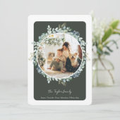 Weihnachts Grüne Winterfolien Fotovorlage Feiertagskarte (Stehend Vorderseite)