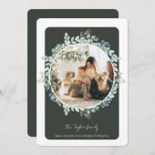 Weihnachts Grüne Winterfolien Fotovorlage Feiertagskarte (Vorne/Hinten)