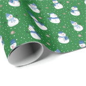 Weihnachts-Grünpapier für Schneemänner Geschenkpapier (Rolleneckpunkt)