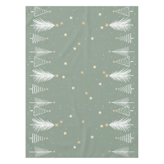 Weihnachts-Grüntafel mit weißen Bäumen Tischdecke (Vorderseite)