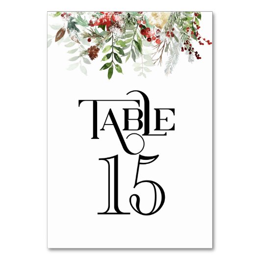 Weihnachts-Grüntöne an der Rezeption Tischnummer (Rückseite)