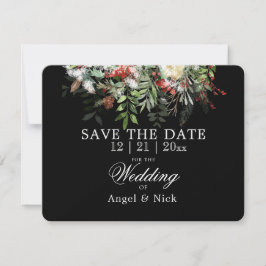 Weihnachts-Grüntöne auf der SAVE THE DATE Schwarze