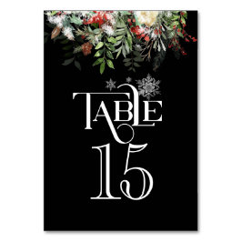 Weihnachts-Grüntöne Hochzeitsempfang Tischnummern