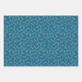 Weihnachts-Grüntöne mit Holly Berries Blue White Geschenkpapier Set (Vorderseite 2)