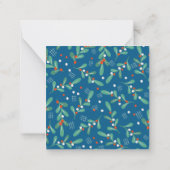 Weihnachts-Grüntöne mit Holly Berries Blue White Mitteilungskarte (Rückseite)