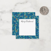 Weihnachts-Grüntöne mit Holly Berries Blue White Mitteilungskarte (Vorderseite/Rückseite Beispiel)