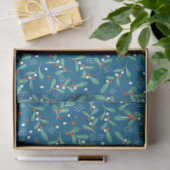 Weihnachts-Grüntöne mit Holly Berries Blue White Seidenpapier (Geschenk)