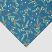 Weihnachts-Grüntöne mit Holly Berries Blue White Seidenpapier (Ausschnitt)