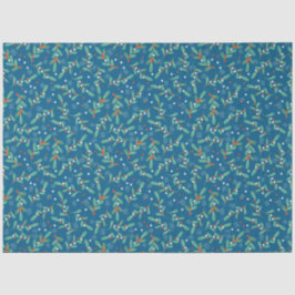 Weihnachts-Grüntöne mit Holly Berries Blue White Seidenpapier