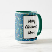Weihnachts-Grüntöne mit Holly Berries Blue White Tasse (VorderseiteRechts)