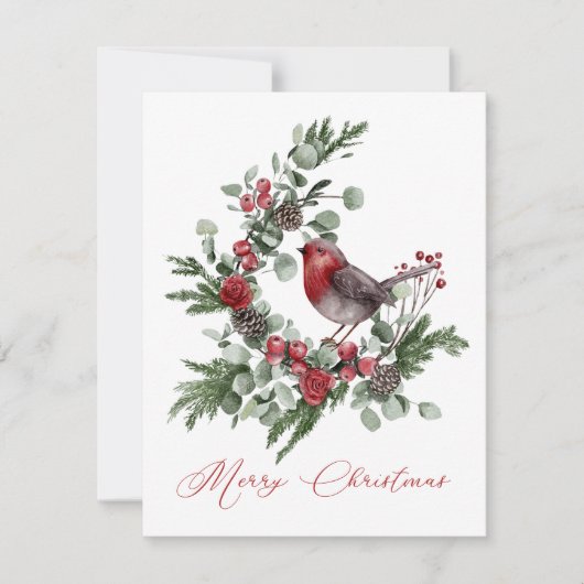 Weihnachts-Grüntöne, Pine Cones, Red Gray Wren (Vorderseite)