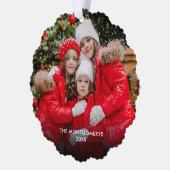 Weihnachts-Grüntöne und Berries-Foto Ornament Karte (Links)