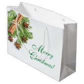 Weihnachts-Grüntöne und Dinge Große Geschenktasche Geschenktüte (Rückseite Schrägansicht)