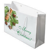 Weihnachts-Grüntöne und Dinge Große Geschenktasche Große Geschenktüte (Vorderseite Schrägansicht)