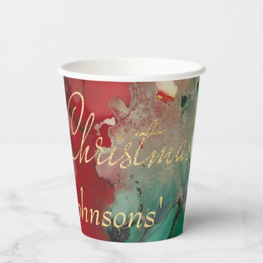 Weihnachts-Grüntöne und Reds Pappbecher (Rückseite)
