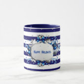 Weihnachts-Gruß Blauer Streifen Tasse (Zentrum)