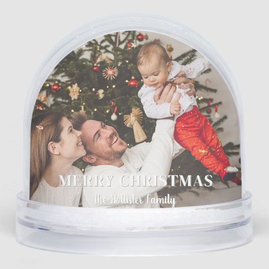 Weihnachts Gruß Familie Foto Snow Globe Schneekugeln (Vorderseite)