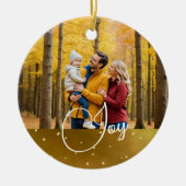 Weihnachts Gruß Foto Joy Gold Keramik Ornament (Vorne)