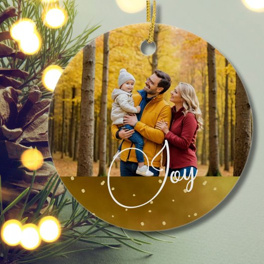 Weihnachts Gruß Foto Joy Gold Keramik Ornament