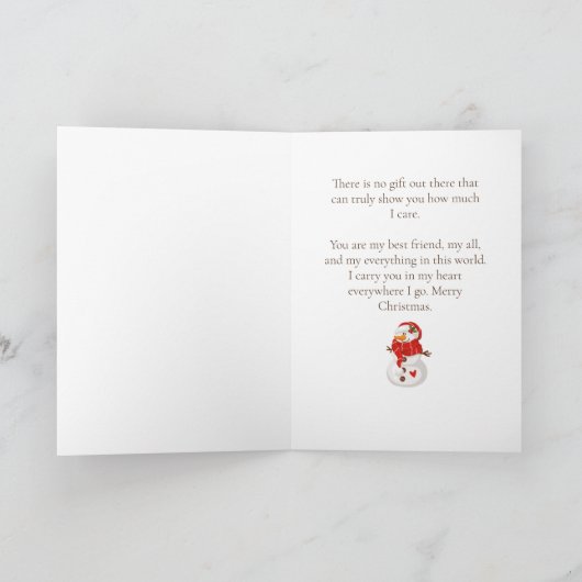 Weihnachts Gruß ich wollte dir Snowman Card Karte (Innenseite)