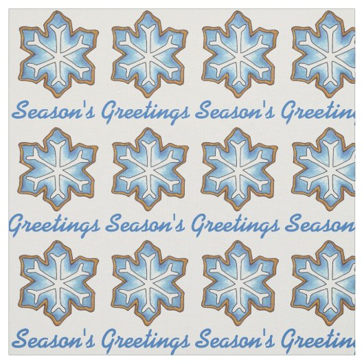 Weihnachts-Grüße Blauer Schneeflocken Schnee Stoff (Muster)