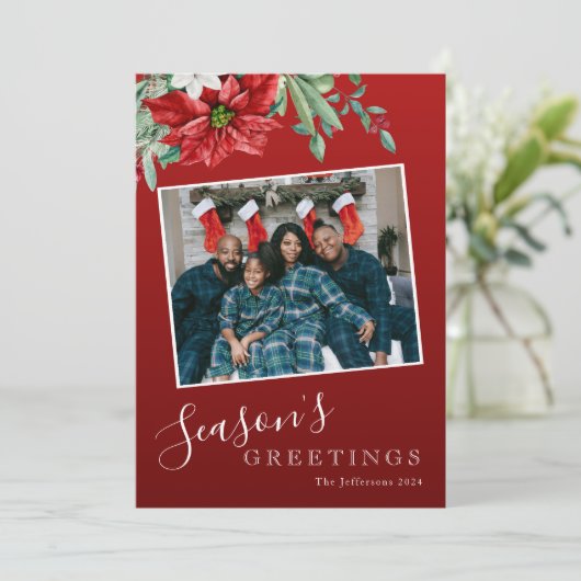 Weihnachts-Grüße Familie Foto Rotes Weihnachten (Stehend Vorderseite)
