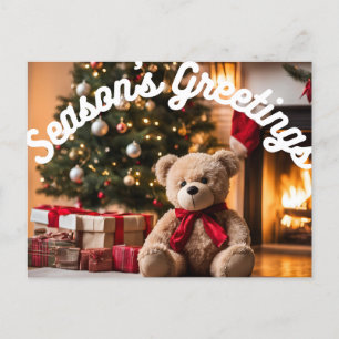 Weihnachts-Grüße Feuerplatz Teddy Bären Geschenke Feiertagspostkarte