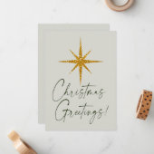 Weihnachts Grüße! | Gold Glitzer Star Mitteilungskarte (Vorderseite/Rückseite Beispiel)