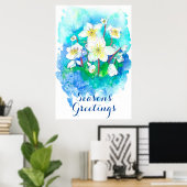 Weihnachts-Grüße Hellebore Weihnachten Blume Poster (Heimbüro)