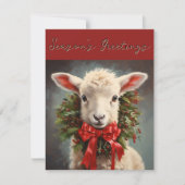 Weihnachts-Grüße-Lamm-Grußkarte der Saison Einladung (Vorderseite)