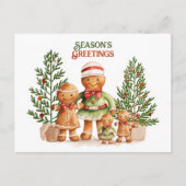 Weihnachts-Grüße-Lebkuchenfamilie Postkarte (Vorderseite)