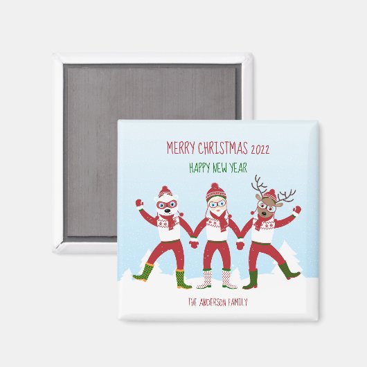 Weihnachts-Grüße mit dem Weihnachtsmann und dem Ma Magnet (Vorderseite/Rückseite)