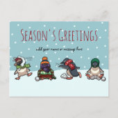 Weihnachts-Grüße Penguin Cartoon Holid Feiertagspostkarte (Vorderseite)