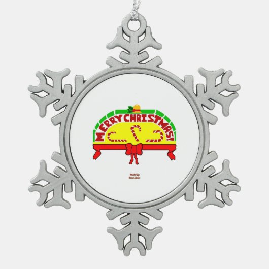 Weihnachts-Grüße Pewter Snowflake Ornament (Vorderseite)