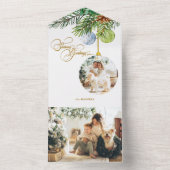 Weihnachts-Grüße Pine Weihnachtsschmuck Foto All In One Einladung (Innen Boden)