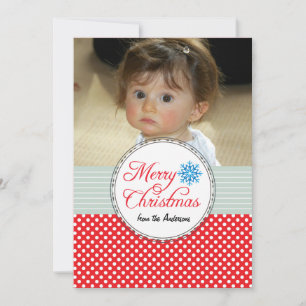 Weihnachts Grüße Polka Dots Red Foto Card Feiertagskarte