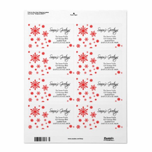 Weihnachts-Grüße Snowflake Holiday-Adressetikett (Vorne)
