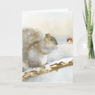 Weihnachts-Grußkarte - Eichhörnchen im Winter Karte