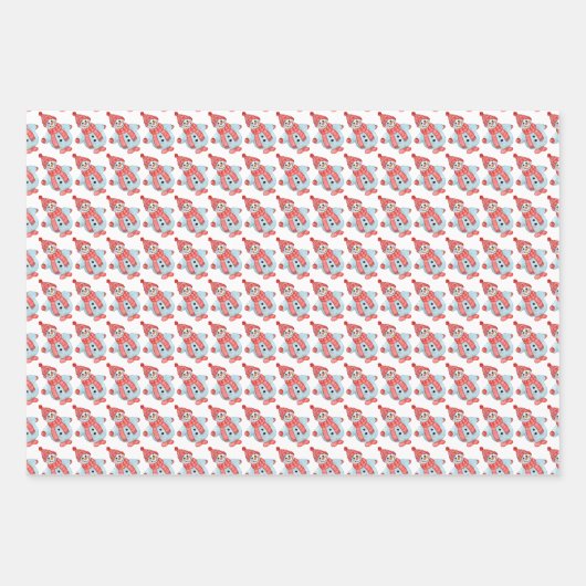 Weihnachts-Grußkarte eines Schneemanns Geschenkpapier Set (Vorderseite)