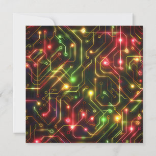 Weihnachts-Grußkarte mit Cyber-Schaltkreis Feiertagskarte