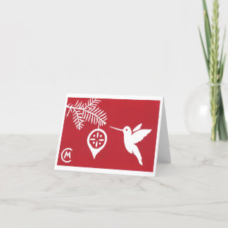 Weihnachts-Grußkarte mit Kolibri in Rot Feiertagskarte