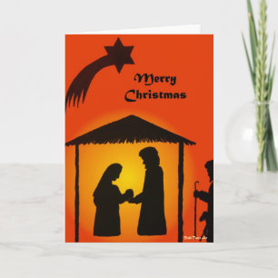 Weihnachts-Grußkarte mit Krippe-Silhouette Feiertagskarte