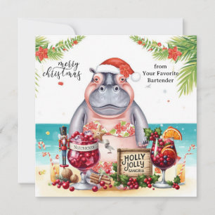 Weihnachts-Grußkarte mit Nilpferd auf einer Cockta Feiertagskarte
