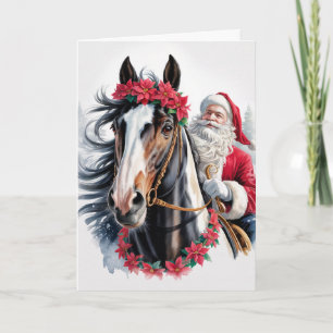  Weihnachts-Grußkarte mit Pferd  Feiertagskarte