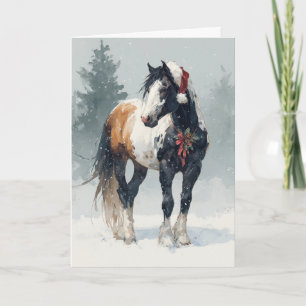  Weihnachts-Grußkarte mit Pferd  Feiertagskarte