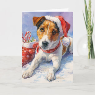 Weihnachts-Grußkarte mit süßem Jack Russell Feiertagskarte