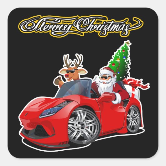 Weihnachts-Grußkarte mit Weihnachtsschreiben Quadratischer Aufkleber (Vorderseite)