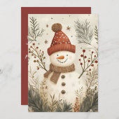 Weihnachts-Grußkarte Snowman Feiertagskarte (Vorne/Hinten)
