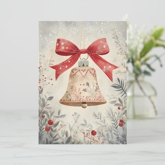 Weihnachts-Grußkarte Weihnachtsglocke Feiertagskarte (Stehend Vorderseite)